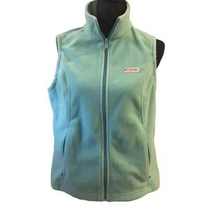 COLUMBIA ZIPPERED FLEECE VEST SEAFOAM GREEN SIZE MEDIUM